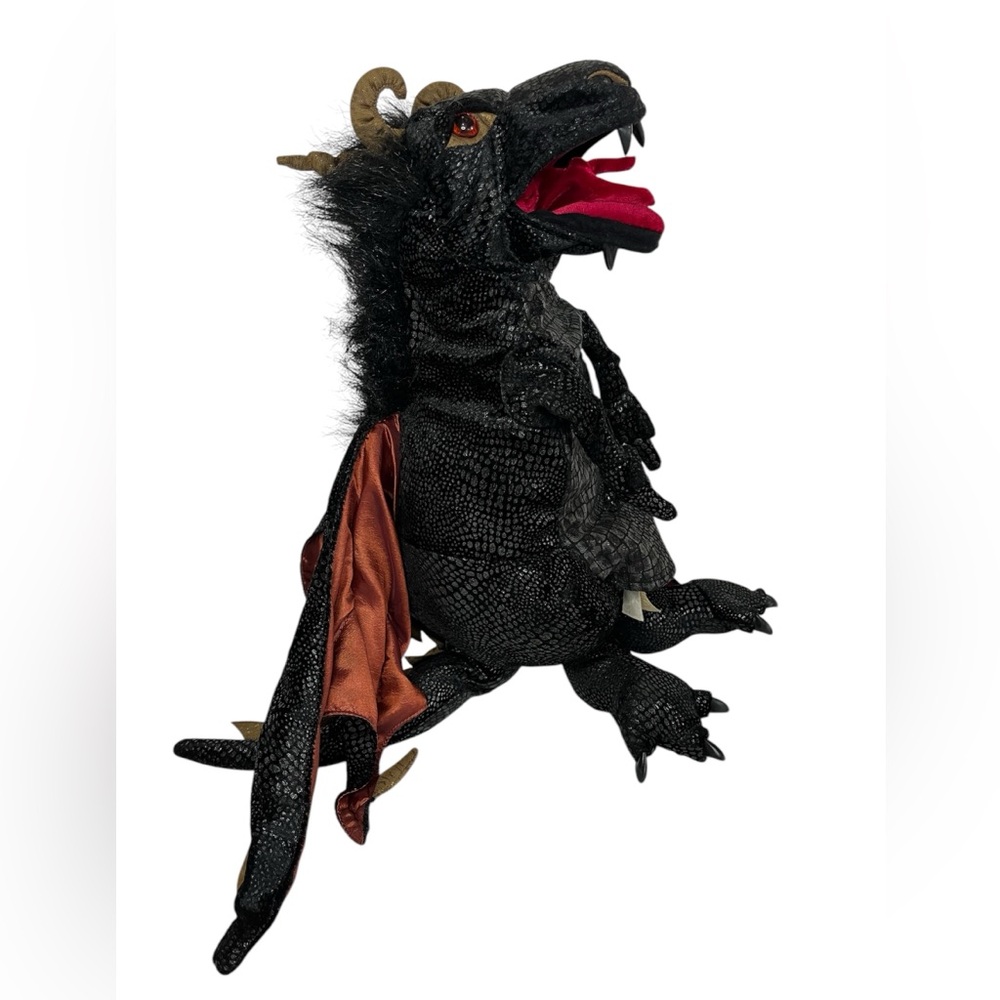 Folkmanis Black dragon Hand Puppet Large Full Body 24” 3069 Detailed Plush Wings